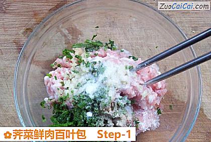 荠菜鲜肉百叶包做法第一步骤