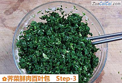 荠菜鲜肉百叶包做法第三步骤