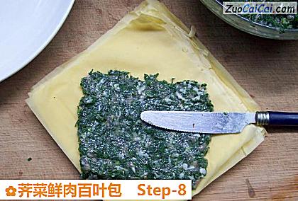 荠菜鲜肉百叶包做法第八步骤