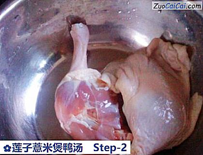 莲子薏米煲鸭汤做法第二步骤