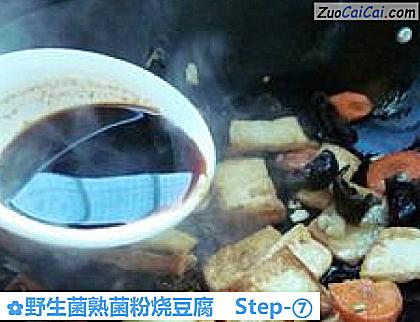 野生菌熟菌粉烧豆腐做法第七步骤