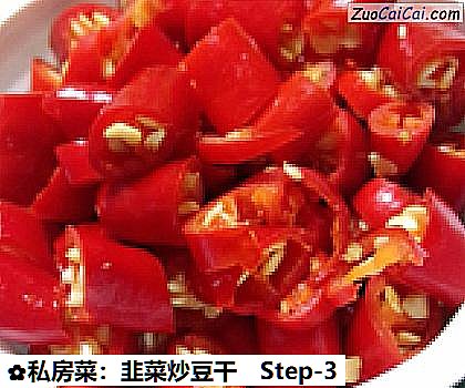 私房菜:韭菜炒豆干做法第三步骤