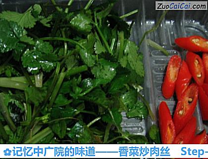 香菜炒肉丝做法第二步骤