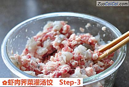 虾肉荠菜灌汤饺做法第三步骤