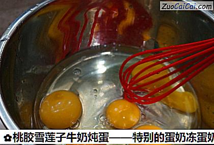 桃胶雪莲子牛奶炖蛋做法第二步骤