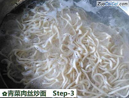 青菜肉丝炒面做法第三步骤
