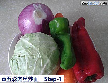 五彩肉丝炒面做法第一步骤