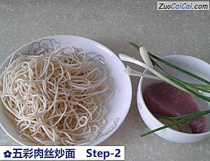 五彩肉丝炒面做法第二步骤