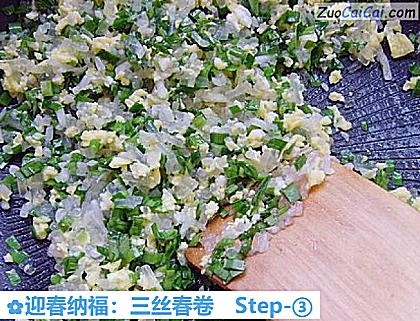 迎春纳福:三丝春卷做法第三步骤