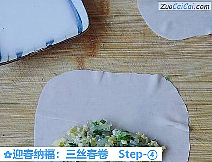 迎春纳福:三丝春卷做法第四步骤