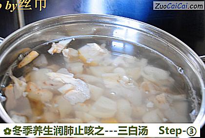 冬季养生润肺止咳之-三白汤做法第三步骤