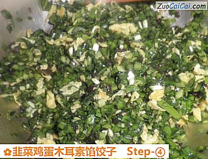 韭菜鸡蛋木耳素馅饺子做法第四步骤