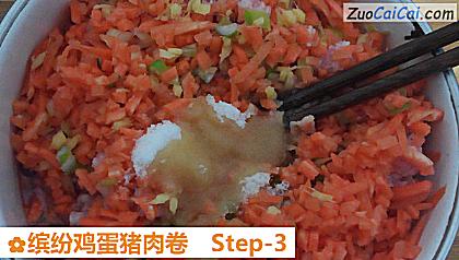 缤纷鸡蛋猪肉卷做法第三步骤