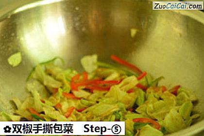 双椒手撕包菜做法第五步骤
