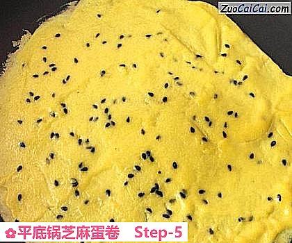 平底锅芝麻蛋卷做法第五步骤