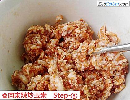 肉末辣炒玉米做法第三步骤