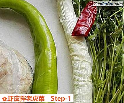 虾皮拌老虎菜做法第一步骤