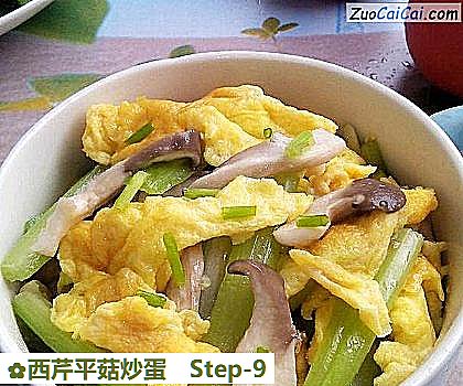 西芹平菇炒蛋做法第九步骤