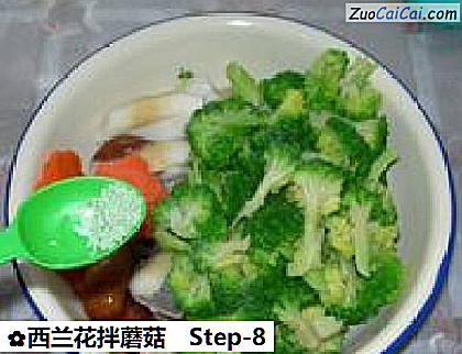 西兰花拌蘑菇做法第八步骤