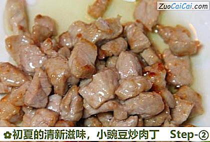 小豌豆炒肉丁做法第二步骤