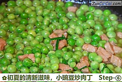小豌豆炒肉丁做法第六步骤