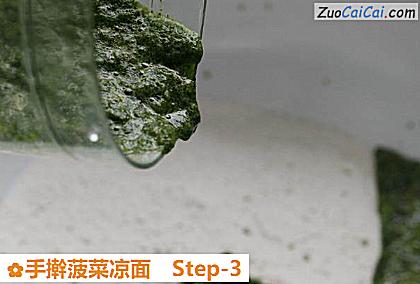 手擀菠菜凉面做法第三步骤