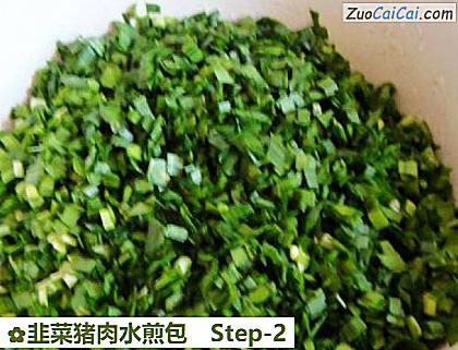 韭菜猪肉水煎包做法第二步骤