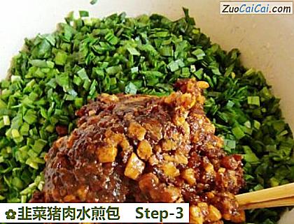 韭菜猪肉水煎包做法第三步骤