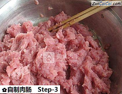 自制肉肠做法第三步骤