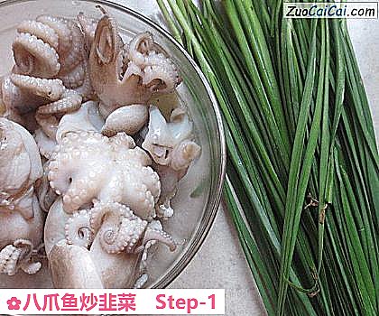 八爪鱼炒韭菜做法第一步骤