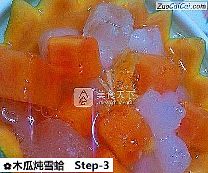 木瓜炖雪蛤做法第三步骤