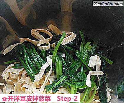 开洋豆皮拌菠菜做法第二步骤