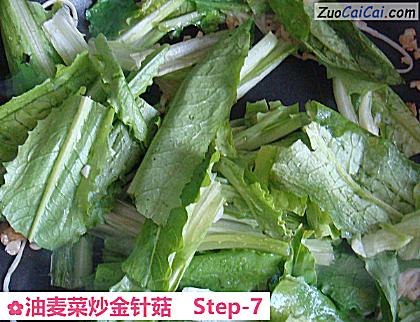 油麦菜炒金针菇做法第七步骤