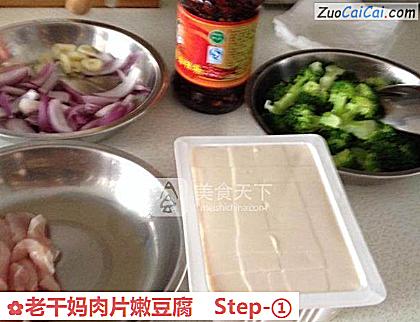 老干妈肉片嫩豆腐做法第一步骤