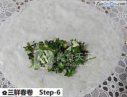 三鲜春卷做法第六步骤