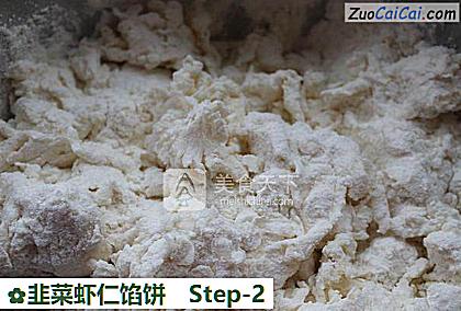 韭菜虾仁馅饼做法第二步骤