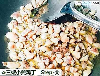 三椒小煎鸡丁做法第三步骤