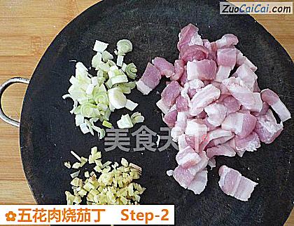 五花肉烧茄丁做法第二步骤