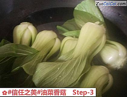 油菜香菇做法第三步骤