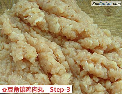 豆角镶鸡肉丸做法第三步骤