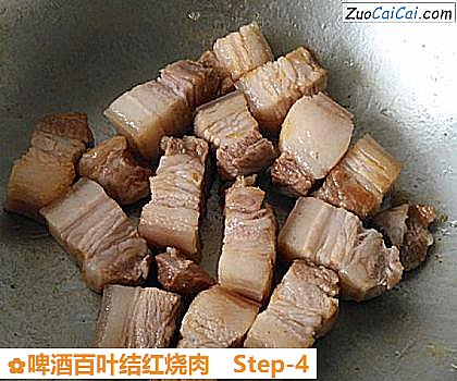 啤酒百叶结红烧肉做法第四步骤