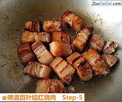 啤酒百叶结红烧肉做法第五步骤