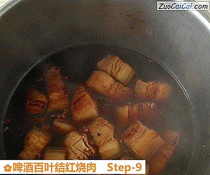 啤酒百叶结红烧肉做法第九步骤