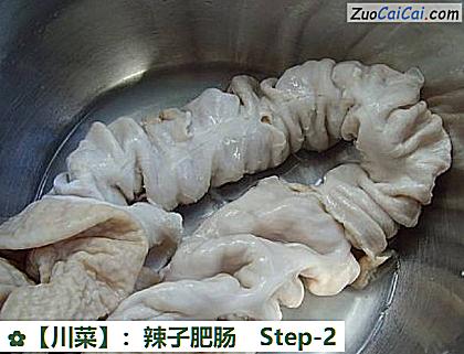 ［川菜］：辣子肥肠做法第二步骤