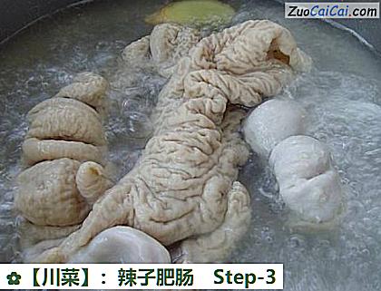 ［川菜］：辣子肥肠做法第三步骤