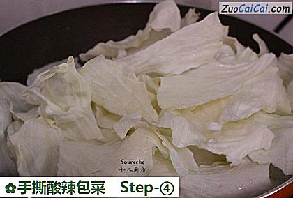 手撕酸辣包菜做法第四步骤