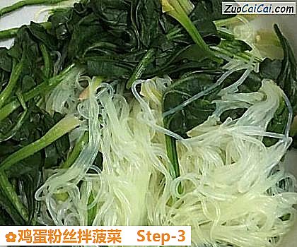 鸡蛋粉丝拌菠菜做法第三步骤