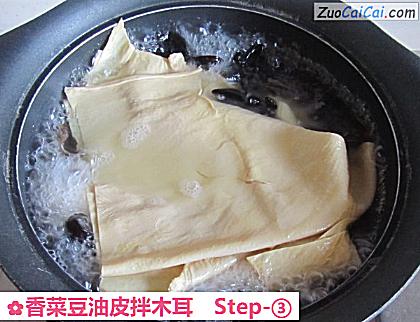 香菜豆油皮拌木耳做法第三步骤