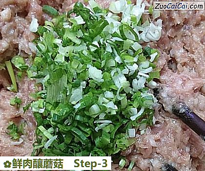 鲜肉釀蘑菇做法第三步骤