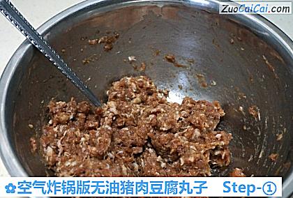 空气炸锅版无油猪肉豆腐丸子做法第一步骤